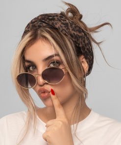 عینک دودی زنانه لووه طلایی کد EYN41 + عینک بیضی فشن با لنز UV400
