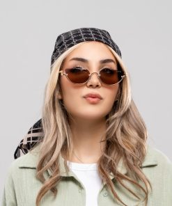 عینک دودی زنانه گوچی کد EYN50 | عینک بیضی طلایی با لنز UV400