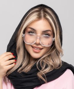 عینک کروم هارتز مربعی سفید کد EYN55 | عینک یونیسکس بلوکات با جزئیات لوکس