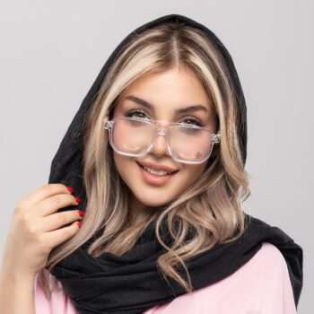 عینک کروم هارتز مربعی سفید کد EYN55 | عینک یونیسکس بلوکات با جزئیات لوکس