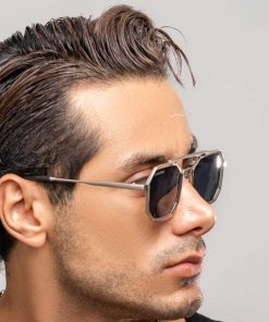 عینک مردانه پلیس کد EYN36 | فریم فلزی هشت ضلعی با لنز دودی UV400 - Image 4