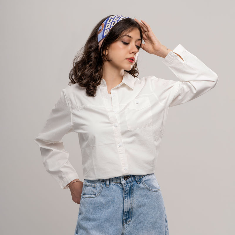 شومیز زنانه ساده جیبدار کد SHOM45 | شومیز کتان نخی خنک و بلند - Image 3