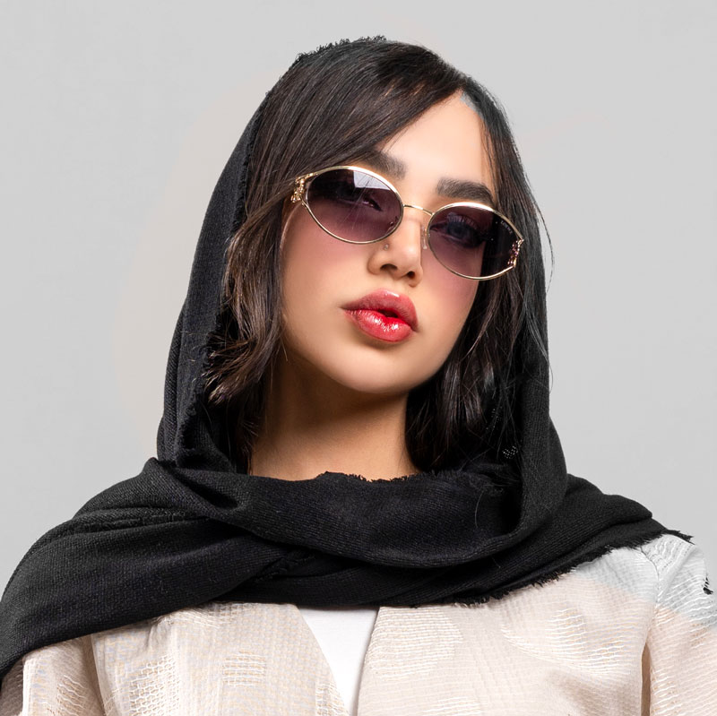 عینک دودی زنانه لووه طلایی کد EYN41 + عینک بیضی فشن با لنز UV400 - Image 2