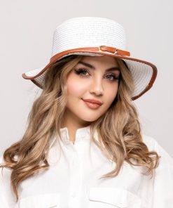 باکت حصیری زنانه سفید کمربنددار کد KO62
