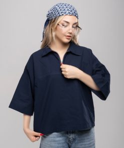 شومیشرت نیم زیپ زنانه کد T266 | پارچه لینن بدون آبرفت - Image 5