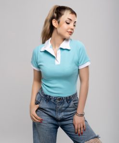 پولوشرت یقه سفید زنانه کد T265 + جنس فانریپ فول کش - Image 4