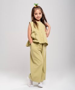 Alternative view of ست وست و شلوار دخترانه مدل بنددار کد KIDS2 | جنس کتان نخی