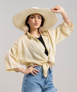 کلاه حصیری زنانه بزرگ پاپیون‌دار کد KO61 - Image 6