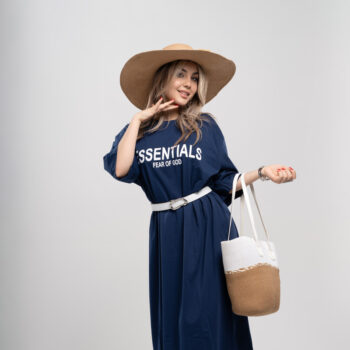 کلاه حصیری زنانه بزرگ پاپیون‌دار
