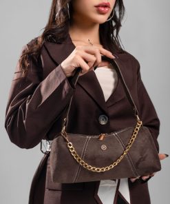 کیف مخمل شکلاتی زنانه مدل قایقی کد KIFZ33 - Image 2