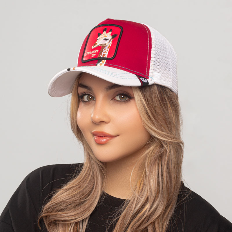 کلاه بیسبالی پشت توری زنانه سفید زرشکی کد KO66 - Image 2