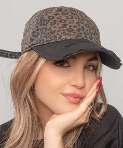 کلاه سنگشور پلنگی زنانه کد KO53 | خرید کلاه جین زاپ‌دار اسپرت - Image 2