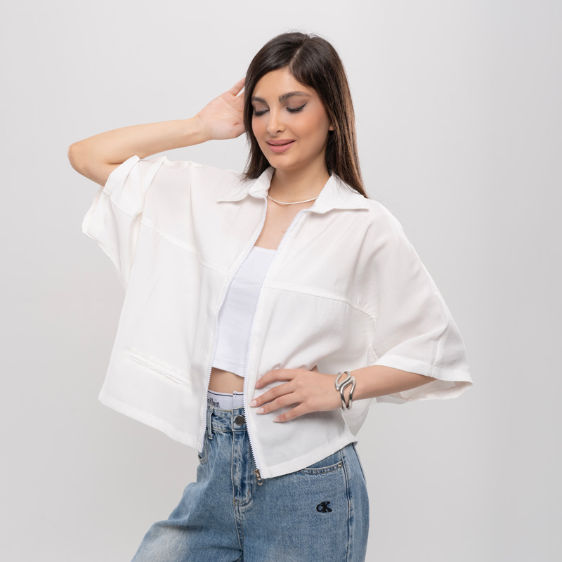 تیشرت کیمونو زنانه کد T271 | تمام زیپ سیلک ریزشی با قواره باکسی اورسایز - Image 5