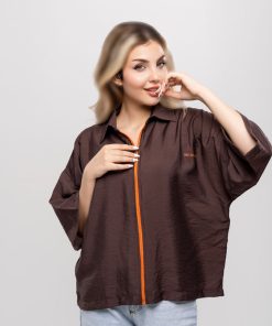تیشرت هرمس زیپی کد T272 | پارچه پری ریزشی قواره باکسی اورسایز - Image 4