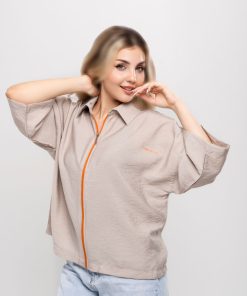 تیشرت هرمس زیپی کد T272 | پارچه پری ریزشی قواره باکسی اورسایز - Image 6